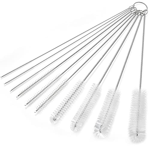 CiaraQ Bottle Cleaning Brushes, 9.8 Inch Nylon Tube Brush Set - color: White, size: 9.8 Inch (10pcs)