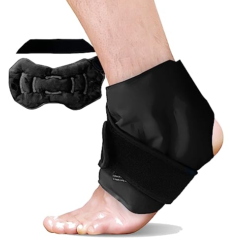 RelaxCoo Ankle Ice Pack Wrap for Swelling, Reusable Gel Ice Pack for Ankle Injuries, Cold Compress Therapy for Foot Pain Relief, Achilles Tendonitis, Plantar Fasciitis, Sprains - style: BLACK 1 PACK