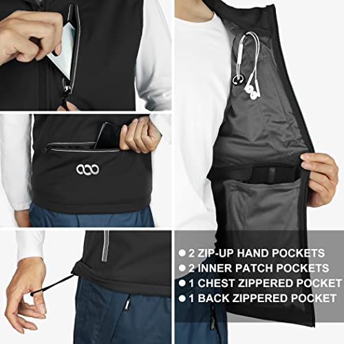 33,000ft Men's Windproof Lightweight Golf Vest Outerwear Sleeveless Jacket - color: Black, size: X-Large