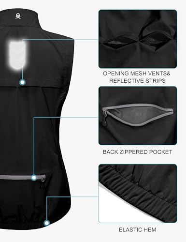 Little Donkey Andy Women's Lightweight Quick Dry Vest Windproof Summer Vest - color: Black, size: XX-Large