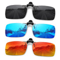 MEETSUN Polarized Clip On Sunglasses for Men Women, Fit Over Glasses - color: 3pack-black+blue+red