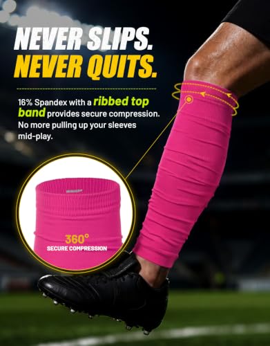 Football Leg Sleeves Scrunch Style Calf Compression Sleeve Men One Size - color: Neon Pink