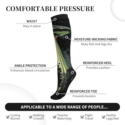 Compression Socks Knee High Circulation Support Socks For Women Men Athletic Running Hiking Travel - color: Spaceship