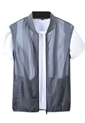 Flygo Men's Summer Casual Lightweight Breathable Mesh Cycling Travel Zip Vest - color: Grey, size: Small