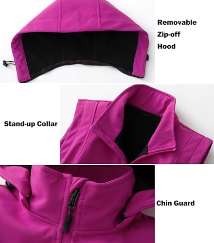 KVE Women's Windproof Waterproof Lightweight Softshell Vest - color: Purple, size: Small
