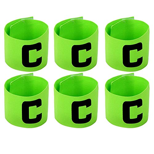 6 Pieces Elastic Soccer Captain Armband Adjustable Football Basketball Player Bands for Adult Youth - color: Green