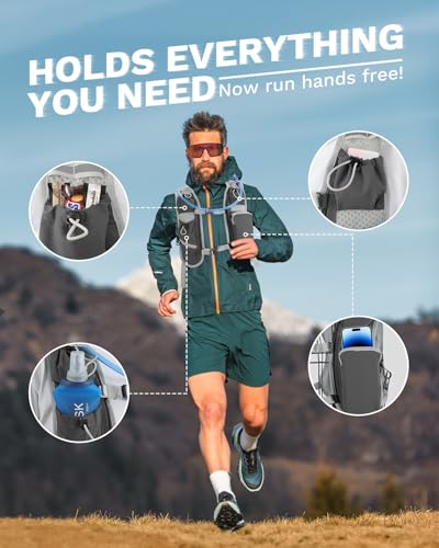Running Vest for Women and Men, Hydration Running Backpack, Runners Vest, Hydration Vest, with Front Phone Holder, Adjustable Chest and Waist Strap - color: Dark Gray, size: Only Backpack