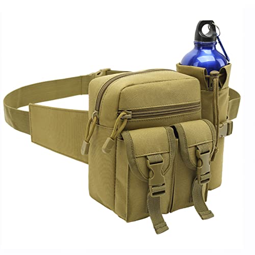 Outdoor Sports Waist Bag Cycling Waist Bag with Bottle Holder Tactic Waist Bag Tactical Fanny Pack for Cycling Running Hiking Fishing Climbing - color: khaki