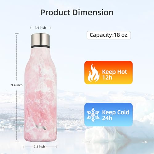 Konokyo 18 oz Insulated Stainless Steel Metal Water Bottle with Strap - color: Blossom, size: 18 Ounces