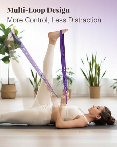 Trideer Stretching Strap with Loops for Physical Therapy,Non-Elastic - color: Purple