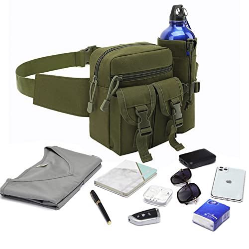 Outdoor Sports Waist Bag Cycling Waist Bag with Bottle Holder Tactic Waist Bag Tactical Fanny Pack for Cycling Running Hiking Fishing Climbing - color: Green