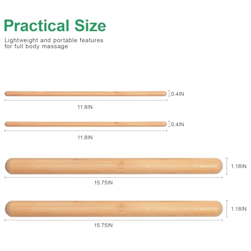 Bamboo Massage Sticks Set -SPA Therapy Tool, Fine Bamboo Sticks for Facial Massage,Thick bamboos Sticks for Guasha Massage and Relaxing Muscles
