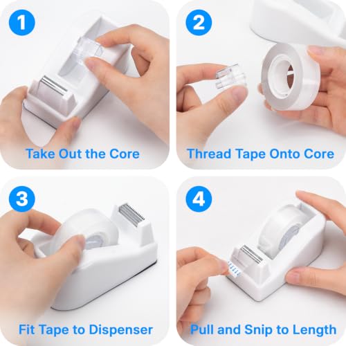 OWLKELA Lightweight Desktop Tape Dispenser, White, 1 Pack - color: White, size: 1 Pcs