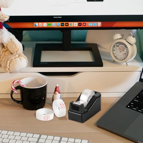 Desktop Tape Dispenser Black,Weighted Nonskid Base,Includes 6 Rolls of Tape - color: Black (6pcs Tape)