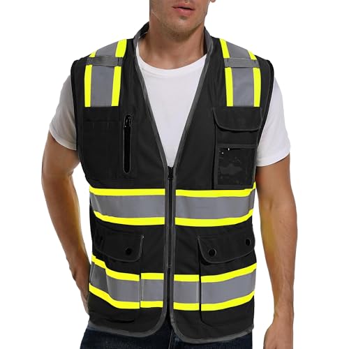 ArcRidge Reflective Safety Vest for Men and Women - High Visibility Construction Vest - Dual Tone Reflective Strips - color: Black, size: 4X-Large