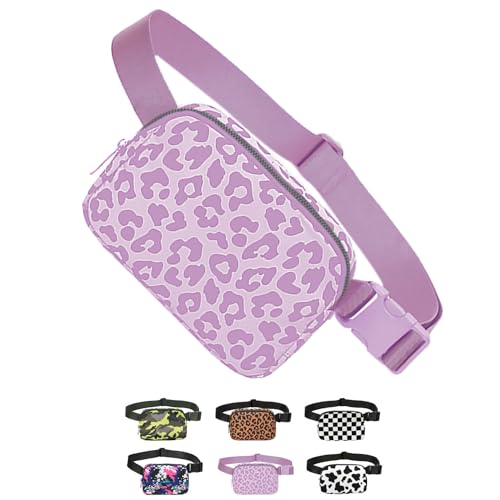 Tapp Collections Unisex Mini Crossbody Belt Bag with Adjustable Strap Small Waist Pouch for Workout Running Traveling Hiking - A Pattern/Leopard Pink, 8’’ x 2’’ x 5’’ - color: A Pattern / Leopard Pink