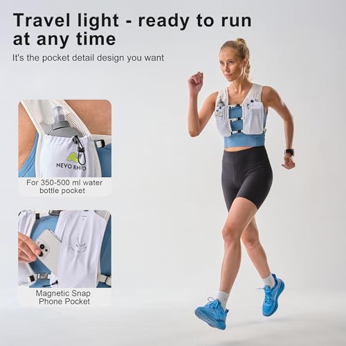 N NEVO RHINO Running Vest with 350ML TPU Soft Flask,Adjustable Chest Straps - color: White