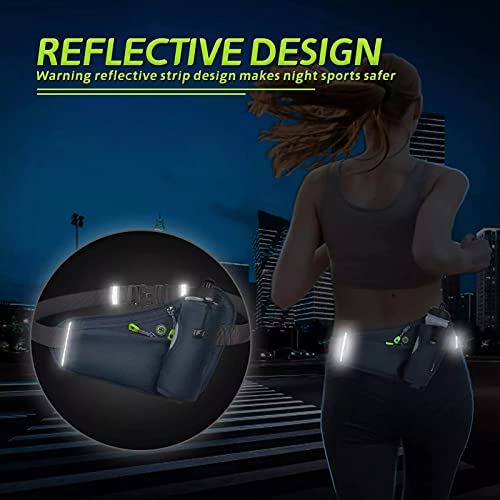 HOTEMIA Fanny Pack with Water Bottle Holder, Hydration Running Belt for Men Women Adjustable Strap Waist Bag Suitable for Hiking Running Walking Jogging Camping (Bottle Not Included) (Green) - color: Green