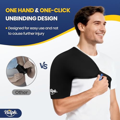 Hilph 3D Shoulder Ice Pack, Rotator Cuff Cold Therapy Wrap with Dual-Gel, L - size: Large