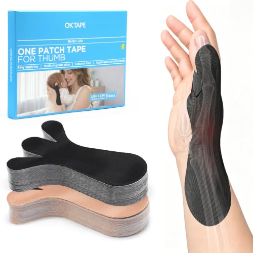 OK TAPE Precut Kinesiology Tape for Thumb, 36 Pcs, Support Thumb Joints - color: Black