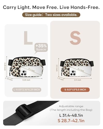 Pritent Fanny Packs for Women Crossbody Belt Bag With Zipper Back Pocket - color: Leopard, size: Small