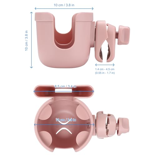 Accmor Stroller Cup Holder with Phone Holder, Bike Cup Holder, Walker Scooter Wheelchair Cup Holder Attachment, Universal Cup Holder for Uppababy Graco Strollers - color: All Light Pink & All Light Pink