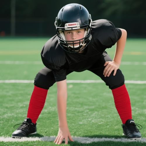 Dxhycc 2 Pairs Scrunch Football Socks Athletic Football Leg Sleeves - color: Red