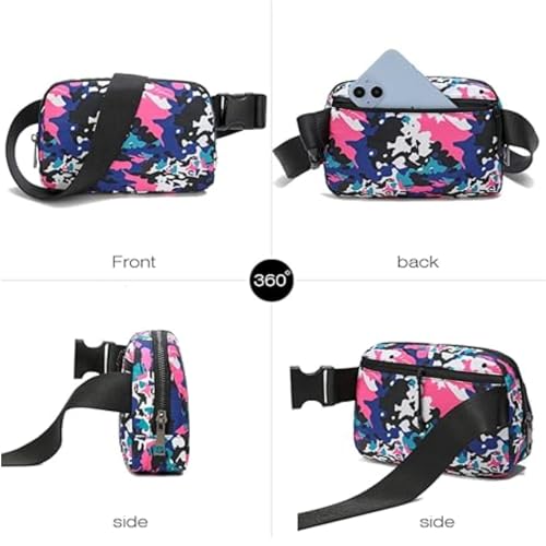 Tapp Collections Unisex Mini Crossbody Belt Bag with Adjustable Strap Small Waist Pouch for Workout Running Traveling Hiking - A Pattern/Camouflage Pink, 8’’ x 2’’ x 5’’ - color: A Pattern / Camouflage Pink