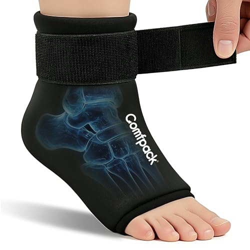 Comfpack Ankle Ice Pack Wrap for Swelling, Reusable Foot Ice Pack Wrap - size: Black