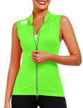 Little Donkey Andy Women's Breathable Cycling Vests full Zip Reflective Sleeveless Jerseys Running Biking Shirts 4 Pockets - color: Fluorescent Yellow, size: Small
