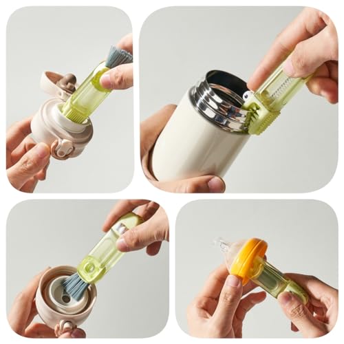 4-in-1 Bottle Cleaning Brush Set, Multifunction Silicone Cup Lid Gap Cleaner, Home Kitchen Crevice Cleaning Tools, 3 Pcs, Green - color: 3 Pcs Green