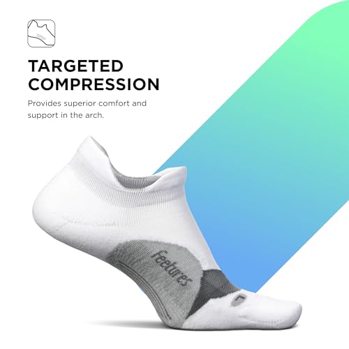Feetures Elite Light Cushion No Show Tab Sock Wave - color: New White (3 Pair), size: Small