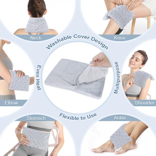 SuzziPad Microwave Heating Pad for Muscle Soreness Fatigue, 7"X12", Rose - color: Rose Grey