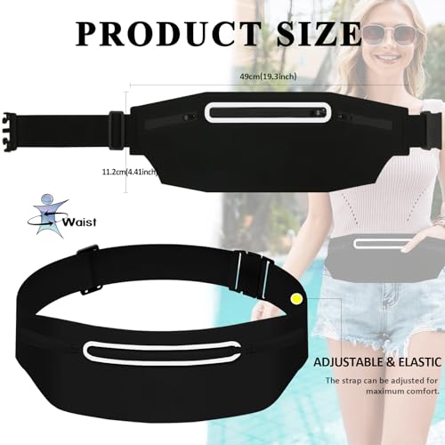 Fanny Packs for Women,Waterproof Fanny Pack for Men,Adjustable Running Belt Waist Pack Slim Expandable Pocket Belt Bag,iPhone Running Holder Cell Phone Elastic Waist Pouch Bag 3 Pockets Black - color: 01-Black with 3 Pockets