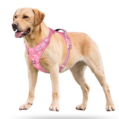PoyPet No Pull Dog Harness, Reflective Vest with 2 Leash Clips & Handle - color: Light Pink(Matching Trim), size: S