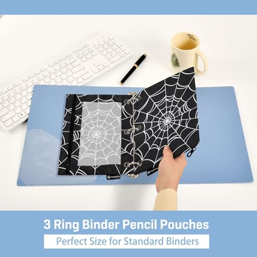 Goth Spider Web Pencil Pouches for 3 Ring Binder 2 Pack - color: Goth Spider Web