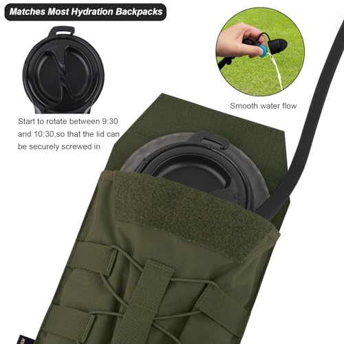 PETAC GEAR 1.5L / 3L Tactical Hydration Pack，Molle Carrier Pouch for 50 oz /100 oz Hydration Bladder Daypack Water Backpack. - color: RG, size: 1.5L combination set