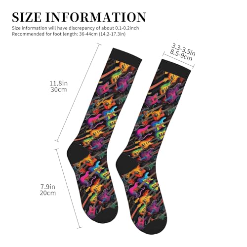 Avocado Compression Socks Women Men Knee High Stock for Running Work Support Nurses Travel - color: Guitars Music