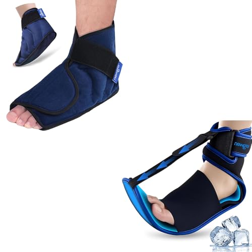 NEWGO Bundle of Foot Ice Pack for Surgery Recovery and Plantar Fasciitis Night Splint