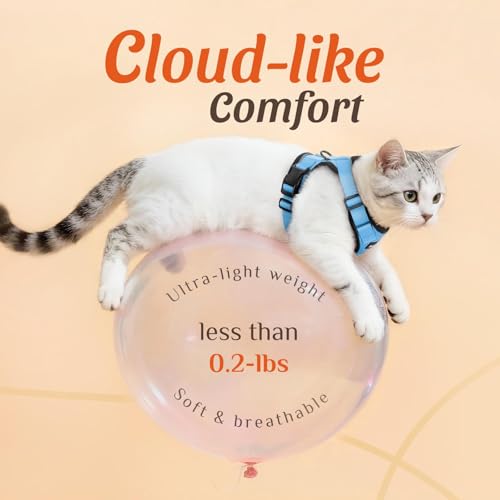 Dooradar Cat Harness and Leash Set, Adjustable and Escape Proof, M - color: Light Blue, size: M