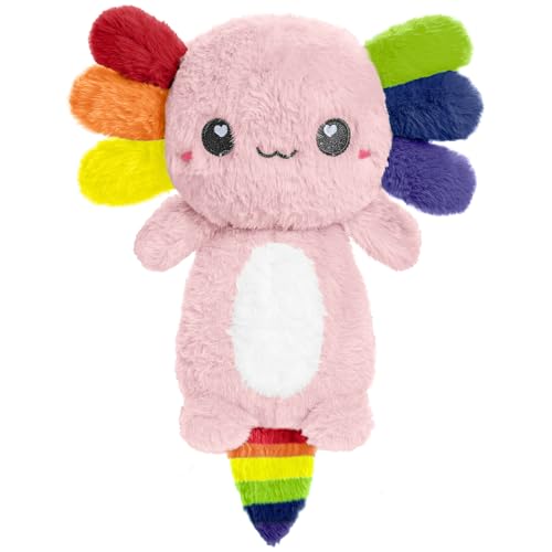 Axolotl Microwavable Stuffed Animals Unscented Heating Pad, Rainbow, 1.5lbs Soft Cozy Kawaii Hot and Cold Plushie Heating Pad for Women and Kids, Cute Warm Pillow Plush Gifts for Axolotl Lovers - color: Rainbow Axolotl