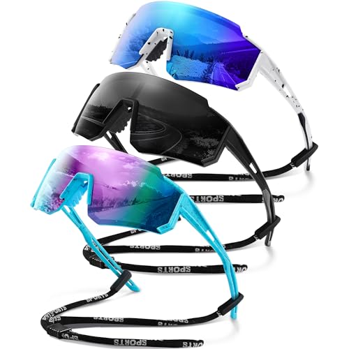 Polarized Sports Sunglasses Men Women for Running UV400 Protection - color: A4 Black/Ice Blue/Pink