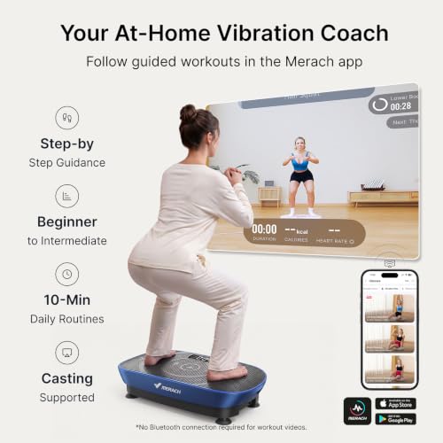 MERACH CV30 Pro Curved Vibration Plate Exercise Machine, Powerful & Quiet - color: Blue