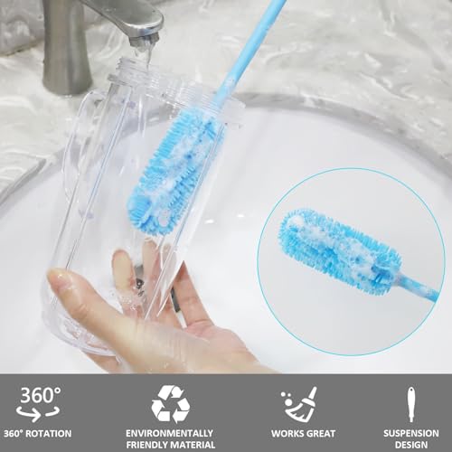 15.7" Silicone Bottle Brush, Water Bottle Cleaner Brush, Blue - color: Long Blue