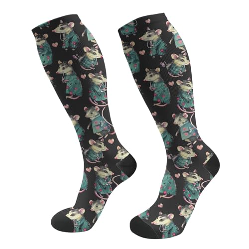 FREEHOTU Compression Knee High Socks for Women/Men Circulation 15-20 Mmhg - color: Opossums