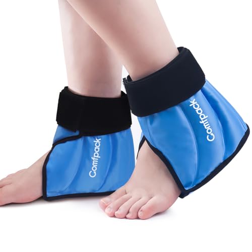 Comfpack 2 Pack Ankle Ice Pack Wrap for Swelling, Heel Ice Pack for Pain Relief, Hot Cold Therapy Cold Pack for Plantar Fasciitis, Achilles Tendonitis, Ankle Sprain, Foot Pain - color: Blue-2 Pack