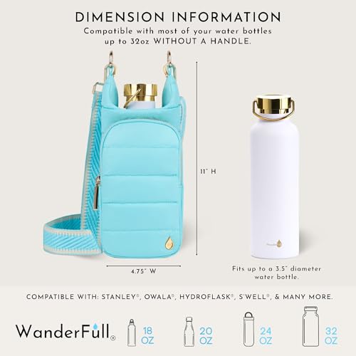 WanderFull Original HydroBag Crossbody Water Bottle Holder with Phone Pocket, Fits Water Bottles up to 32 oz - color: Aquamarine