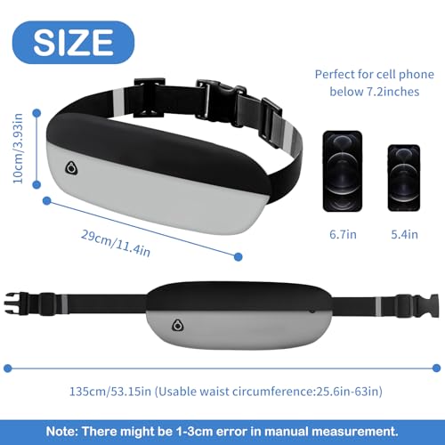 Waterproof Running Belt Waist Pack – Lightweight Fitness Phone Holder for Men Women, Adjustable Sport Bum Bag with Zipper Pockets for iPhone 15/16 Pro Max, Keys, Card (GSP8802, Black Gray) - color: Black Gray