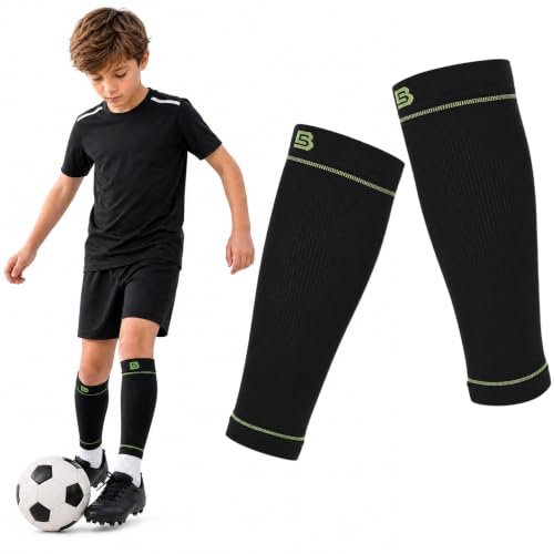Calf Compression Sleeves Kids & Teens Shin Support Circulation 1 Pair - color: Black, size: Large