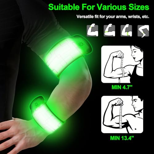 LED Armband Rechargeable, 2Pcs High Visibility Running Gear for Night - color: Green